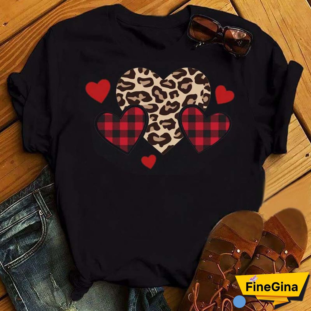 Maycaur Fashion Women T Shirt Love Heart Printed T Shirt Casual Red Tops 90s Valentine's Shirt Female Harajuku Graphic Tshirt