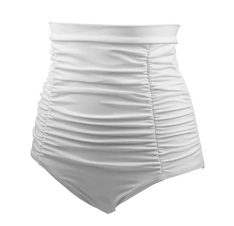 Retro Ruched High Waisted Bikini Bottom-elleschic