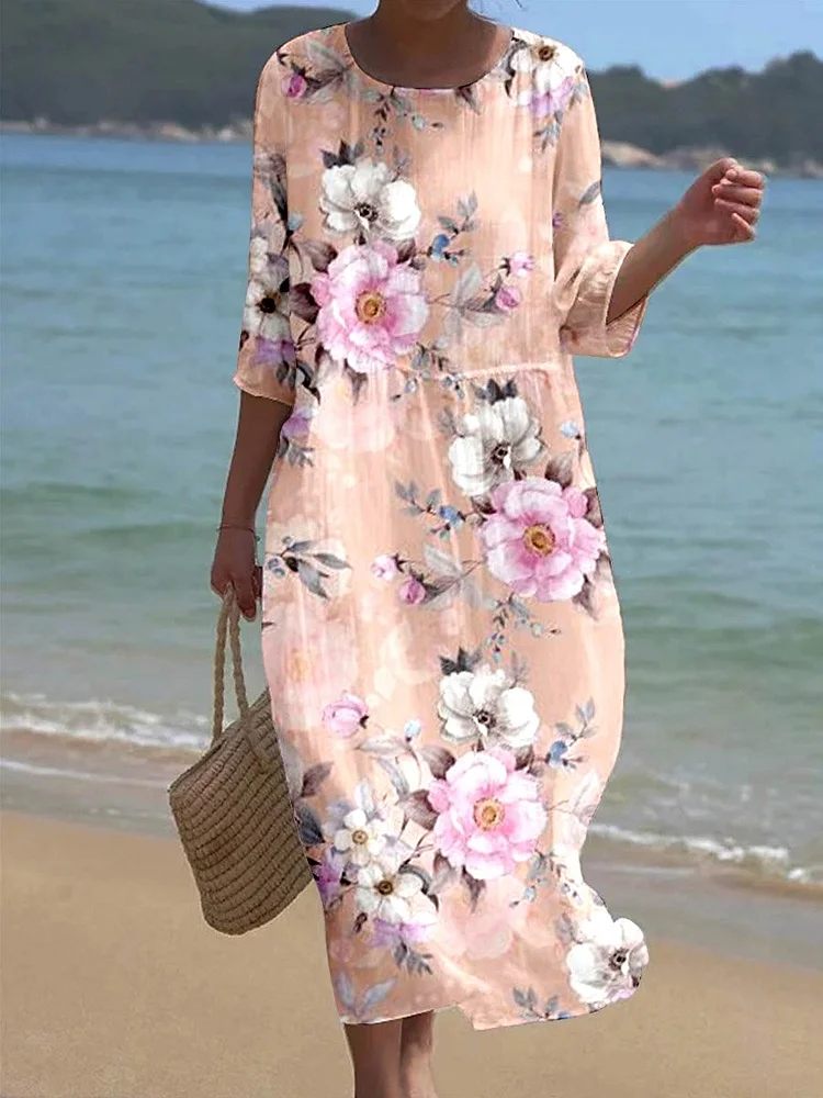 Women's Floral Art Seaside Resort Comfort Dress
