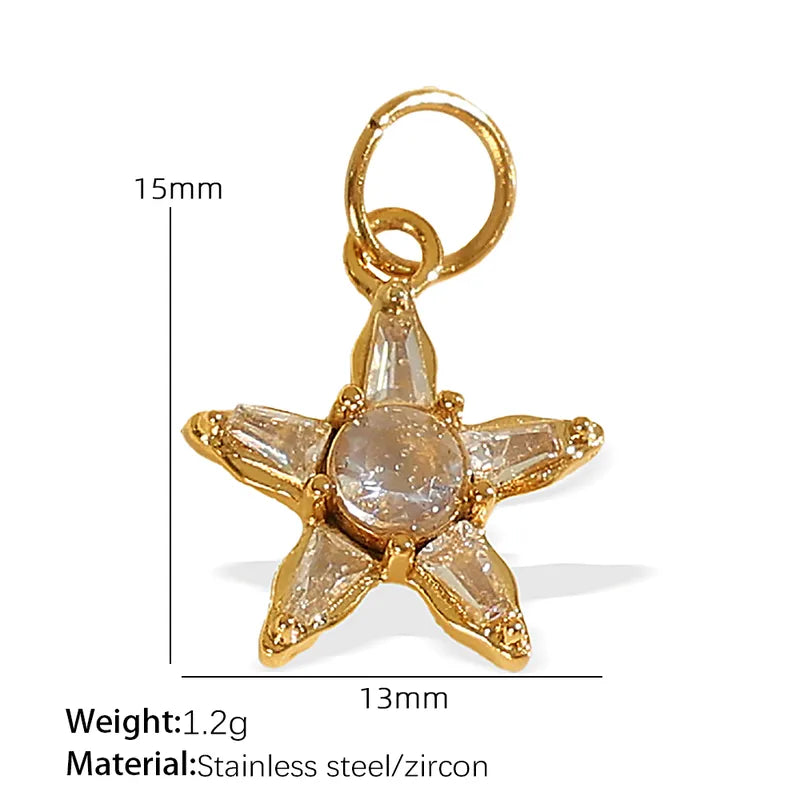 1 Piece 14.2*9.3mm 304 Stainless Steel Artificial Rhinestones 18K Gold Plated Moon Heart Shape Horseshoe Pendant Jewelry Accessories