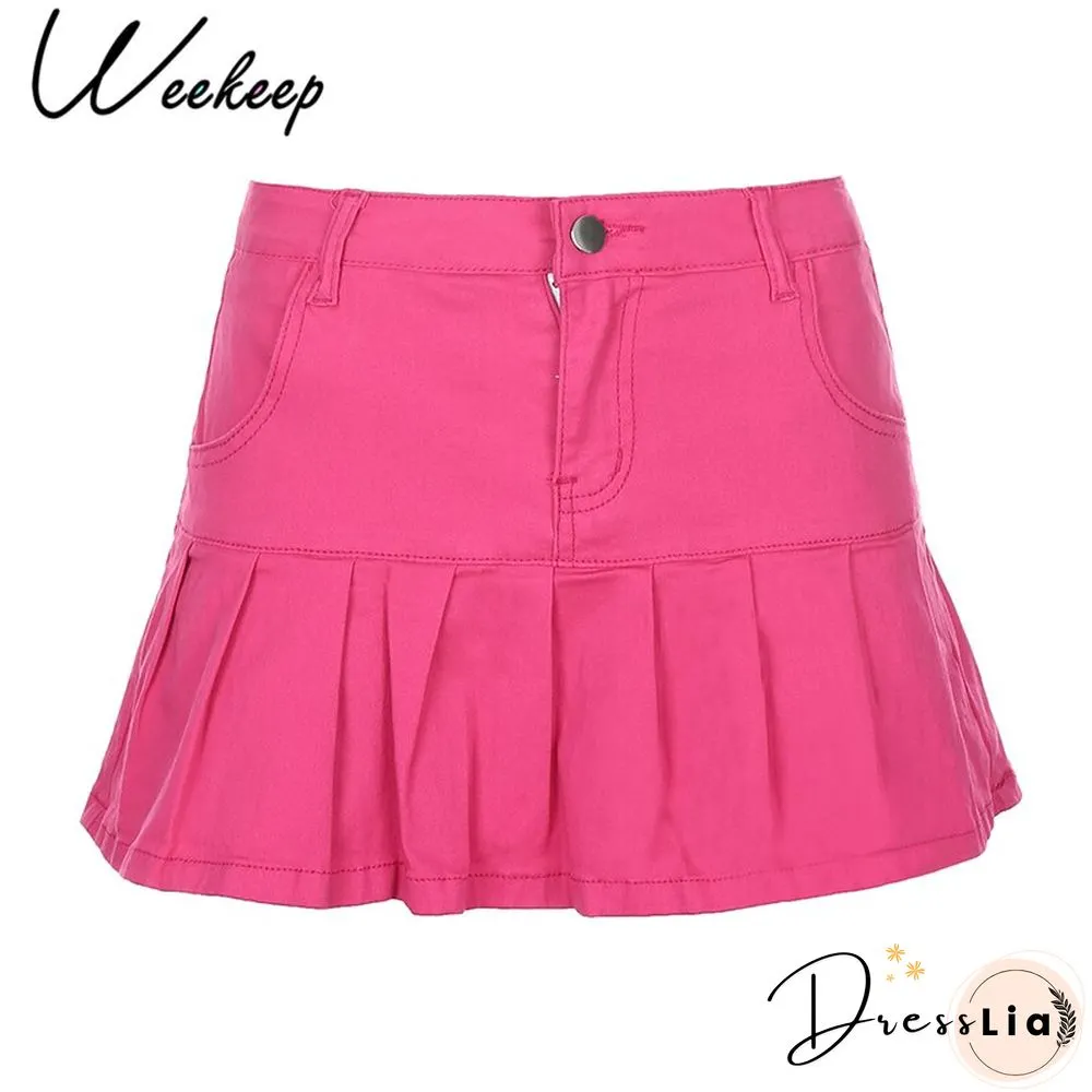 Womens Denim Skirts High Waisted Fashion Pleated Super Short Skirt Sexy Rave Party Club