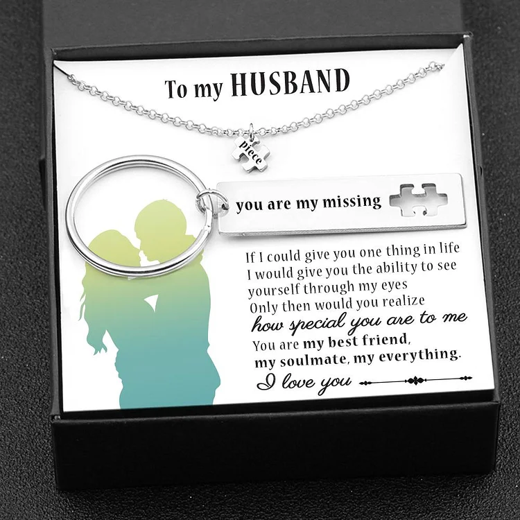 Only Then Would You Realize How Special You Are To Me, Puzzle Necklace & Keychain Gift Set Gifts For Husband