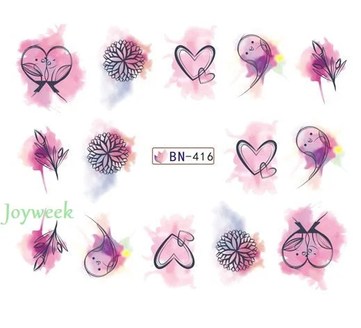 Nail sticker art decoration slider love heart adhesive design Water decals manicure lacquer accessoires polish foil