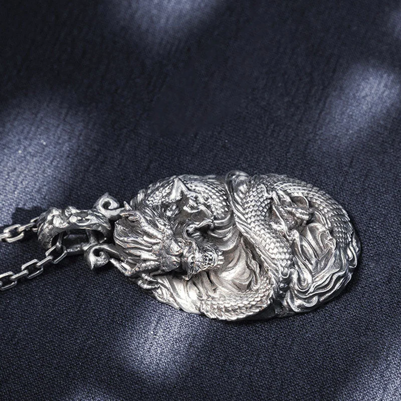 Dragon 999 Sterling Silver Luck Necklace Pendant