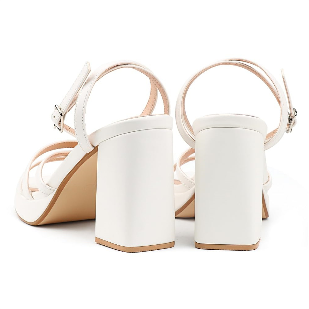 90mm Women's Chunky Heel Ankle Strap Sandals Comfortable Square Open Toe Sandals Summer Banquet Wedding Party Shoes-MERUMOTE