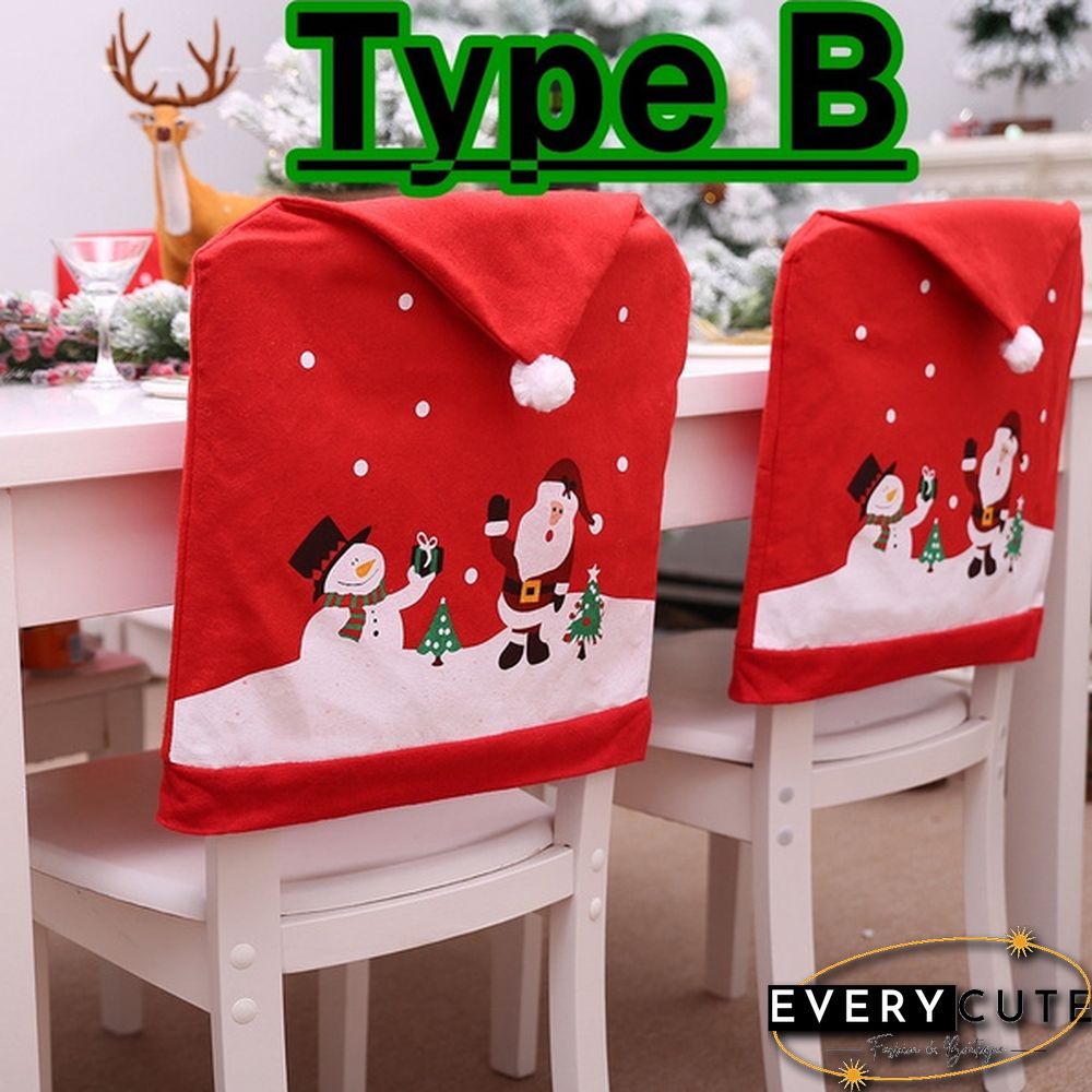 4/6/8/10Pcs Set Christmas Chairs Cover Back Cover Santa Dinner Table Party Decor Gifts Santa Claus Snowman Cap Chair Covers New Year Christmas Dinner Party Decoration of Chair Corners