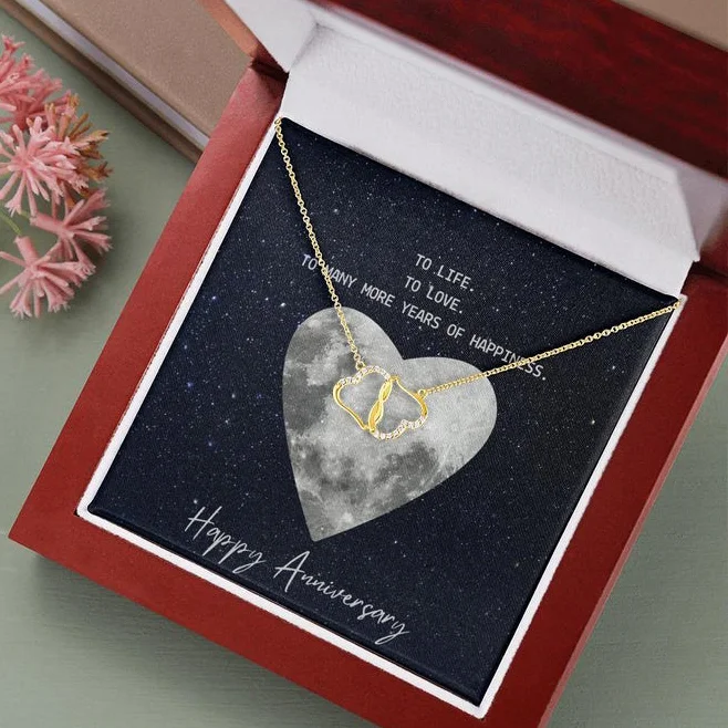 To My Wife Anniversary Interlocking Heart Necklace Gift Set