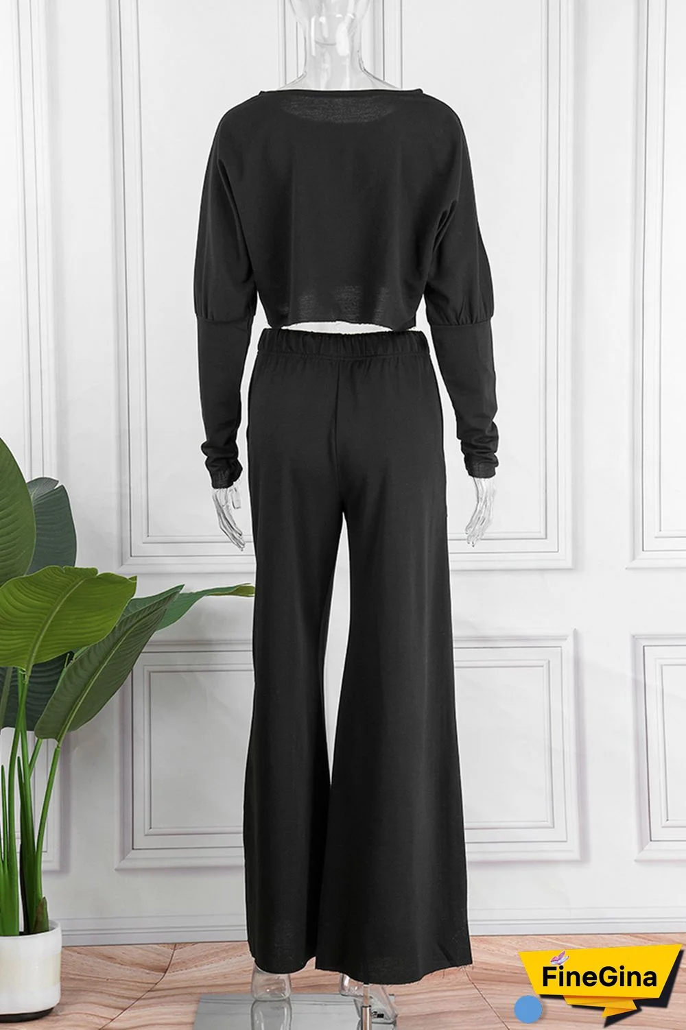 Grey Casual Solid Basic O Neck Long Sleeve Two Pieces