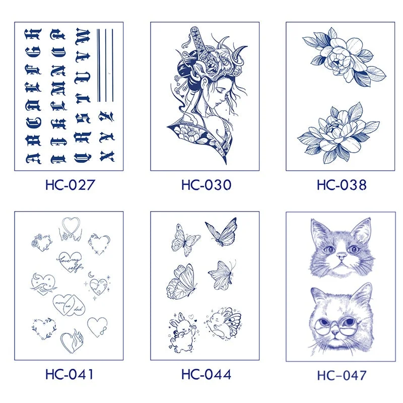 Flower Butterfly Animal Art Festival Comic Text Waterproof Full Body Arm Natural Temporary Tattoo For Men and Women