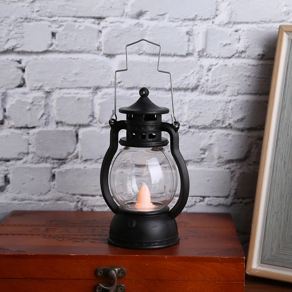 Retro Classic Kerosene Lamp Portable LED Lantern Lights Antique Decor (A)