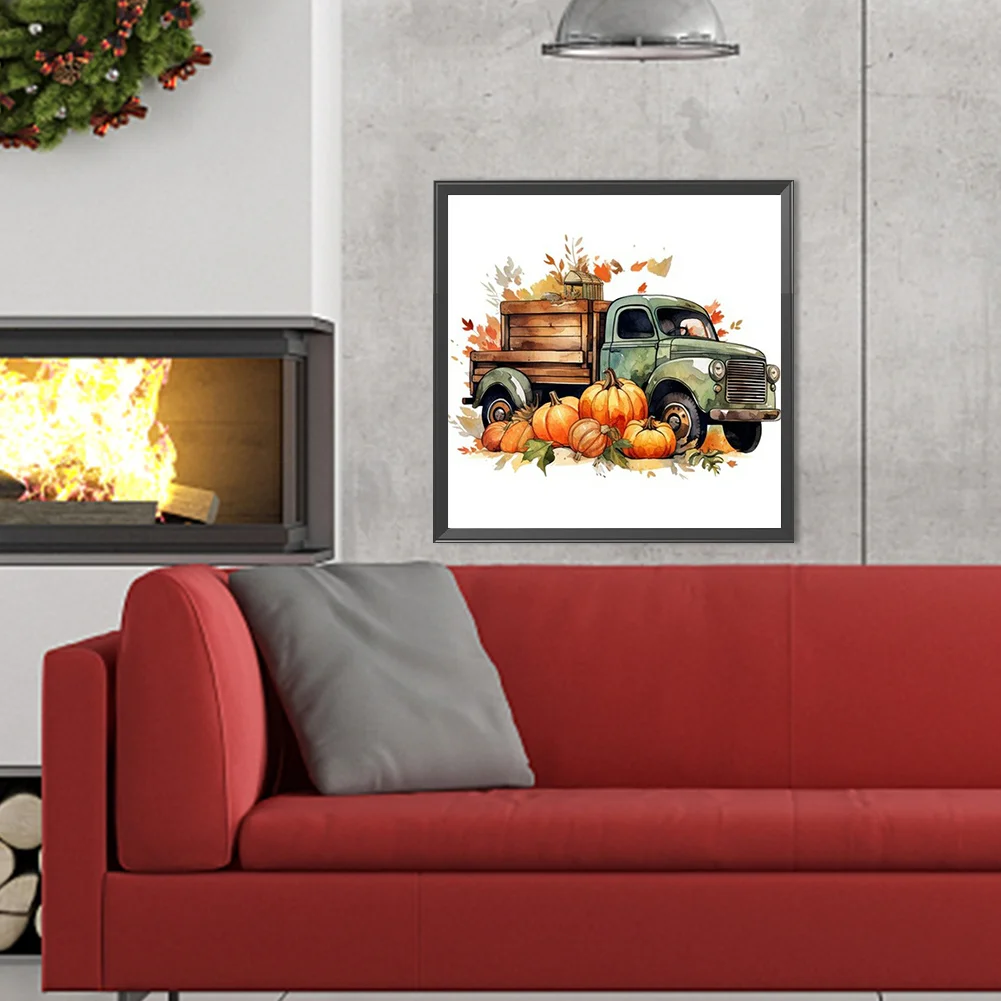 Diamond Painting - Full Round Drill - Pumpkin Lorry(Canvas|40*40cm)