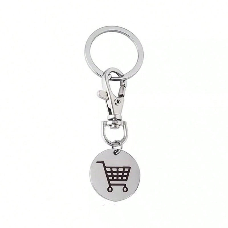 Classic Style Commute Shopping Cart Stainless Steel Unisex Bag Pendant Keychain