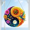 Acryl Yin Yang Diagramm von Kolibri und bl&uuml;hender Blume - 5d DIY Handwerk Anh&auml;nger