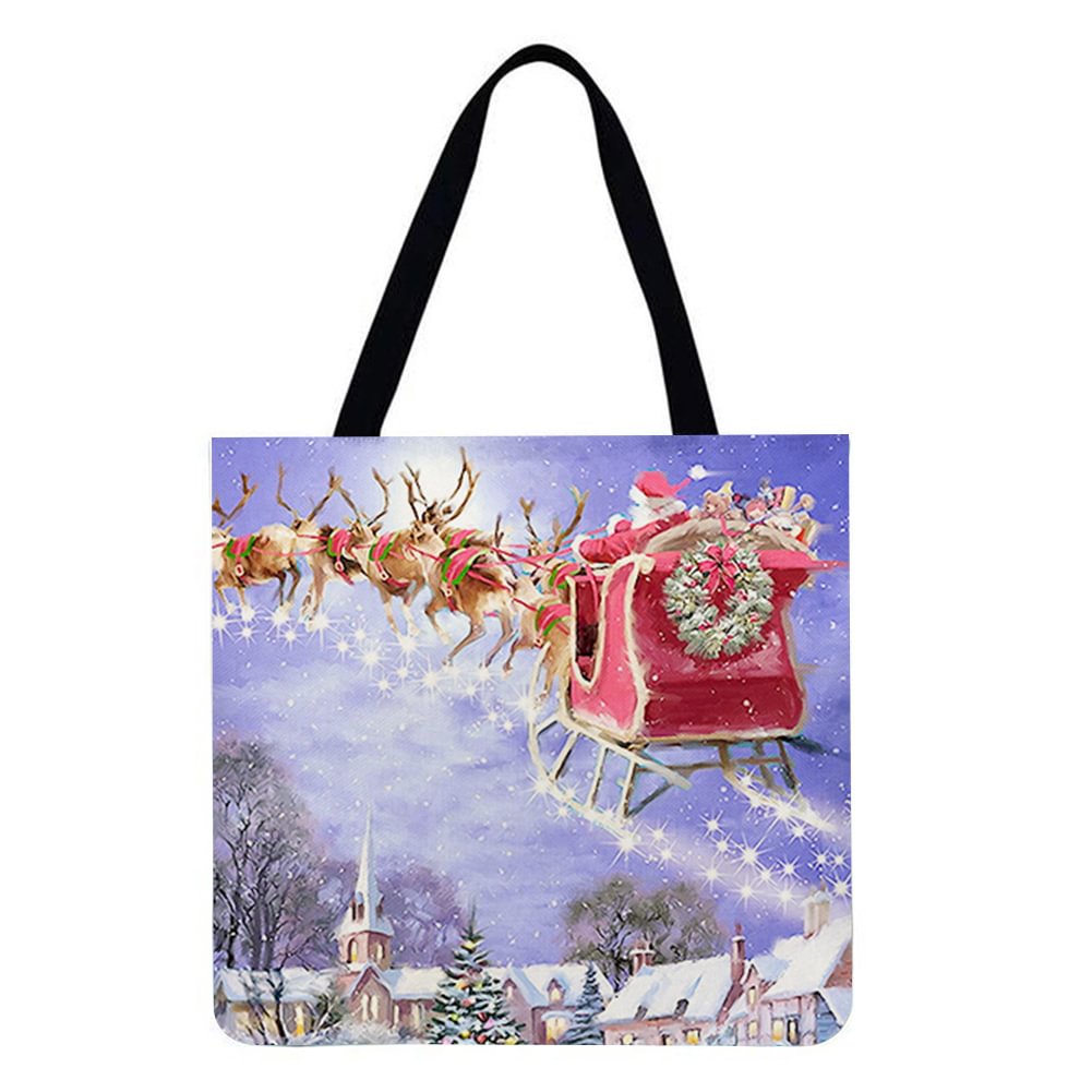 Linen Tote Bag-Christmas