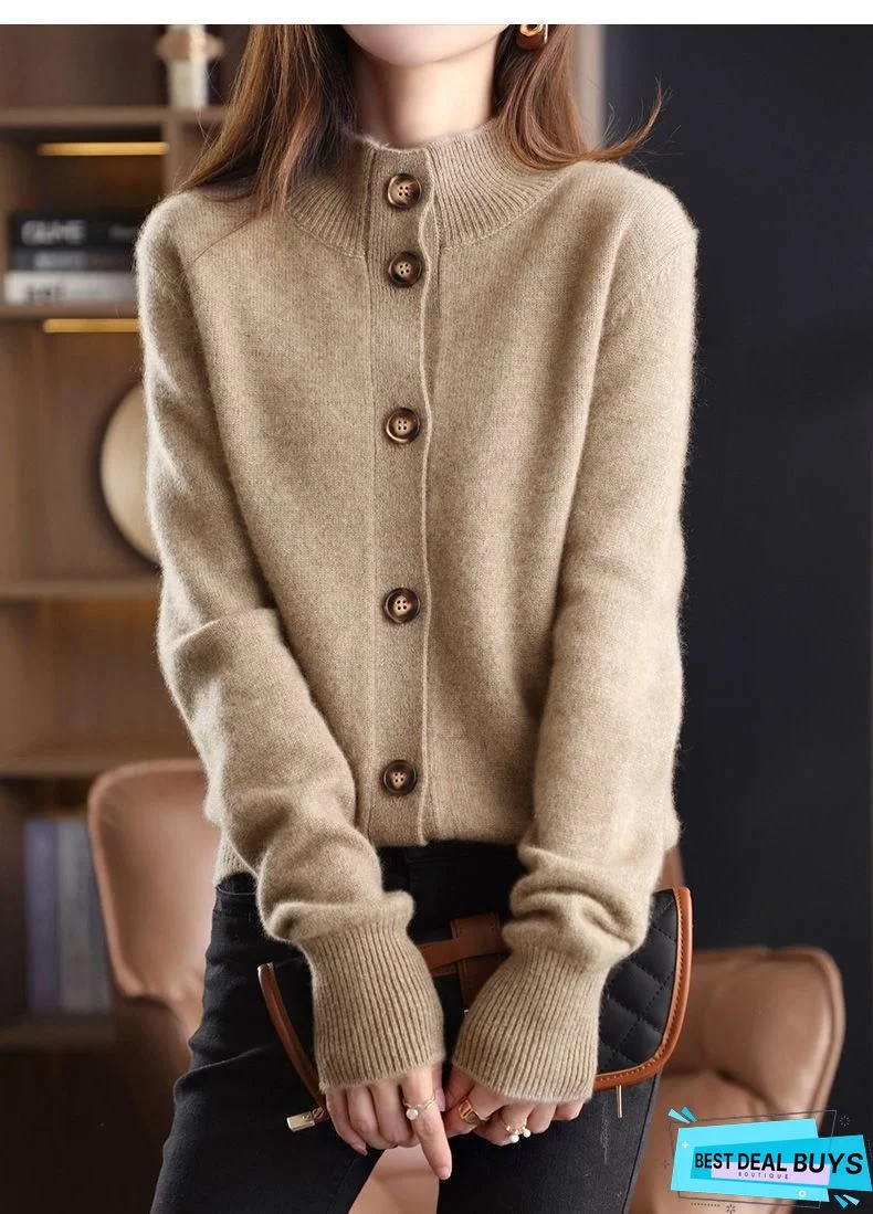Cardigan Loose Retro Collar Knitted Sweater
