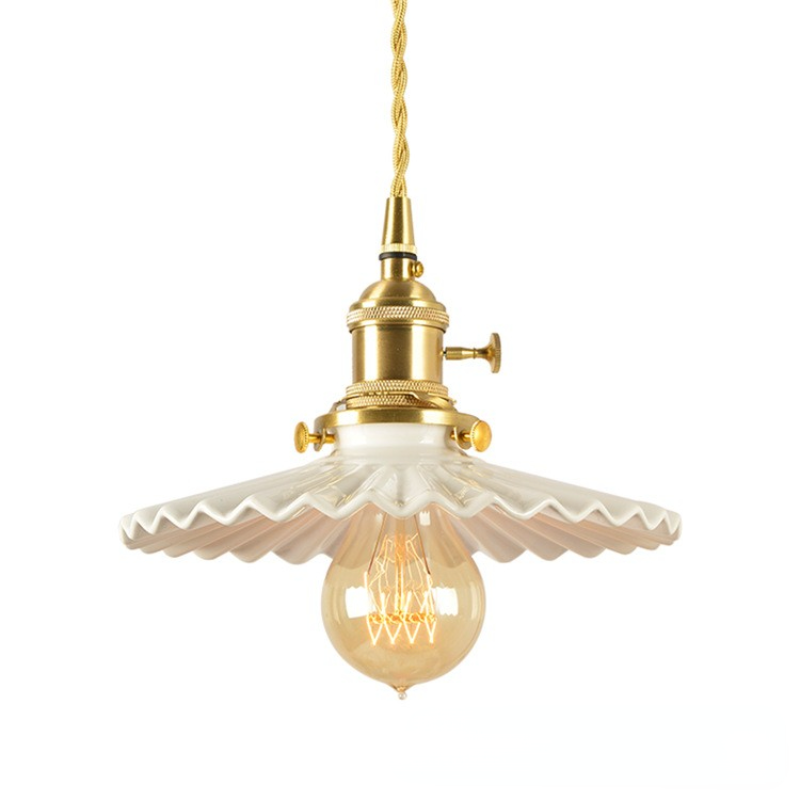 Vintage Brass Glass Chandelier Pendant Light For Dining Room