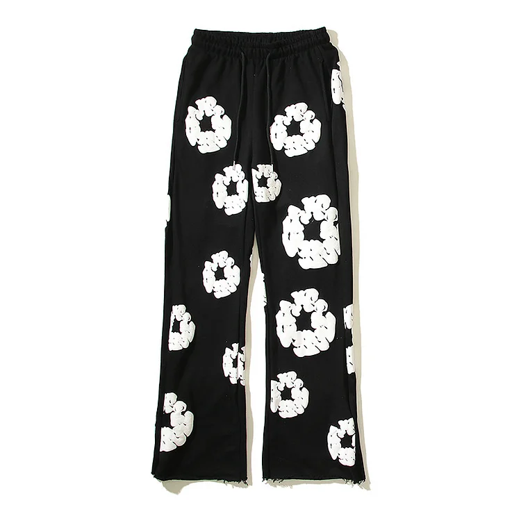 High Street Foam Kapok Print Hip Hop Denim Tears Sweatpants at Hiphopee