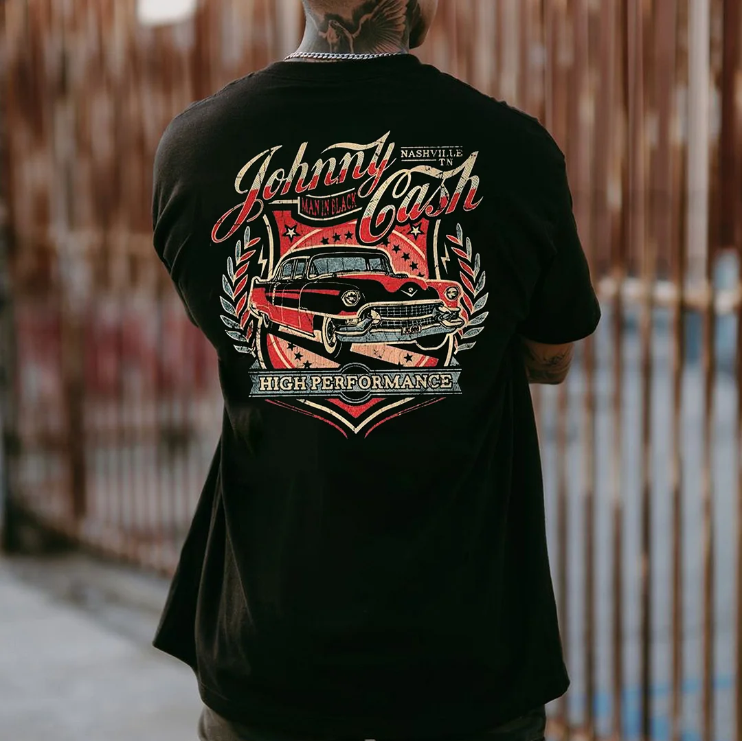 JOHNNY CASH HIGH PERFORMANCE Classic Car Print Men's T-shirt