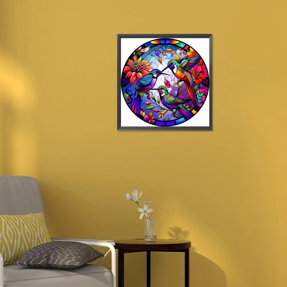 Diamond Painting - Full Round Drill - Stained Glass Birds(Canvas|30*30cm)