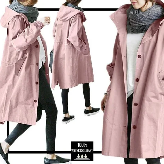 Casual Solid Color Hooded Trench Coat