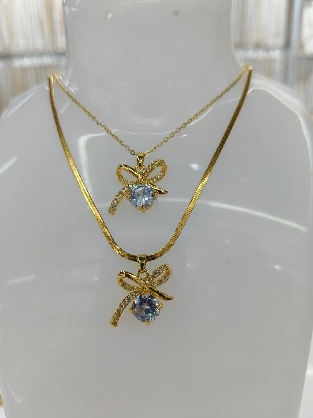 Bow Tie Zirconia Accessories Necklace