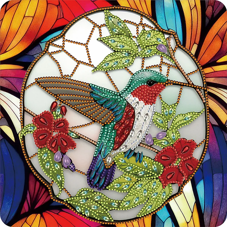 Hummingbird Glass Painting 30*30CM(Canvas) Special Shaped Drill Diamond Painting gbfke
