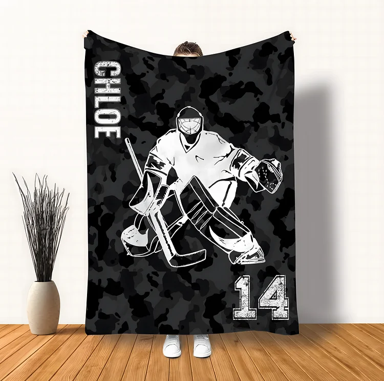 Personalized Hockey Blanket For Comfort & Unique|BKKid230[personalized name blankets][custom name blankets]