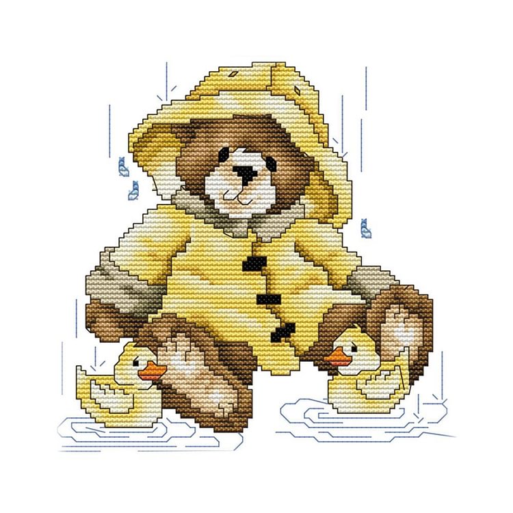Joy Sunday - Cartoon - 14CT 2 Strands Threads Printed Cross Stitch Kit - 21x21cm(Canvas)