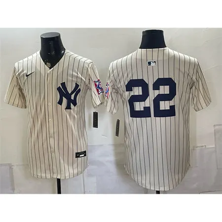 Men's New York Yankees #22 Ben Rice Cream 2026 Field of Dreams Stadium Baseball Jersey