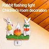Resin Bunny Campfire Flickering Night Light Plug Into Wall Easter Decoration(US)