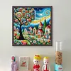 Glass Painting Colorful House-11CT Stamped Cross Stitch 50*50cm/19.69*19.69in tapestrymarket