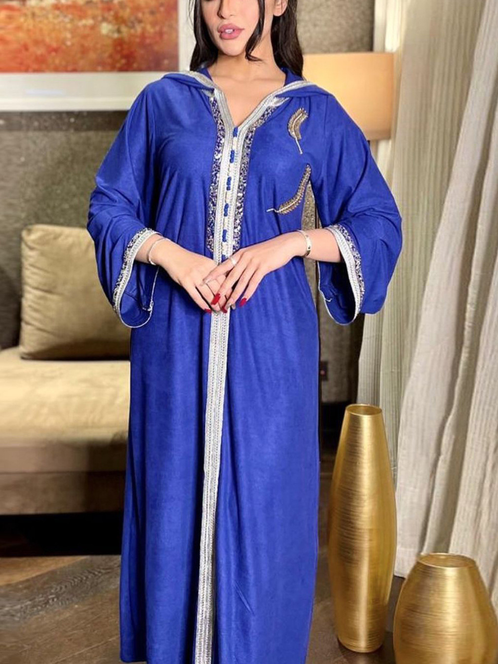 Ethnic Wind with Cap with Diamonds with Cap Kaftan | Oxredo Shop Ramadan Sale