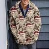 Men's Christmas 3D Pattern Print Casual Zipper Plus Size Knitted Hooded Jacket Coat
