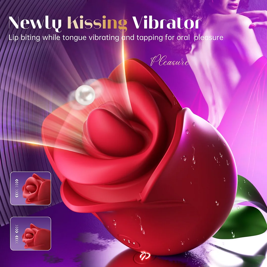Upgraded Lip Kissing And Tongue Tapping Rose Vibrator For Women