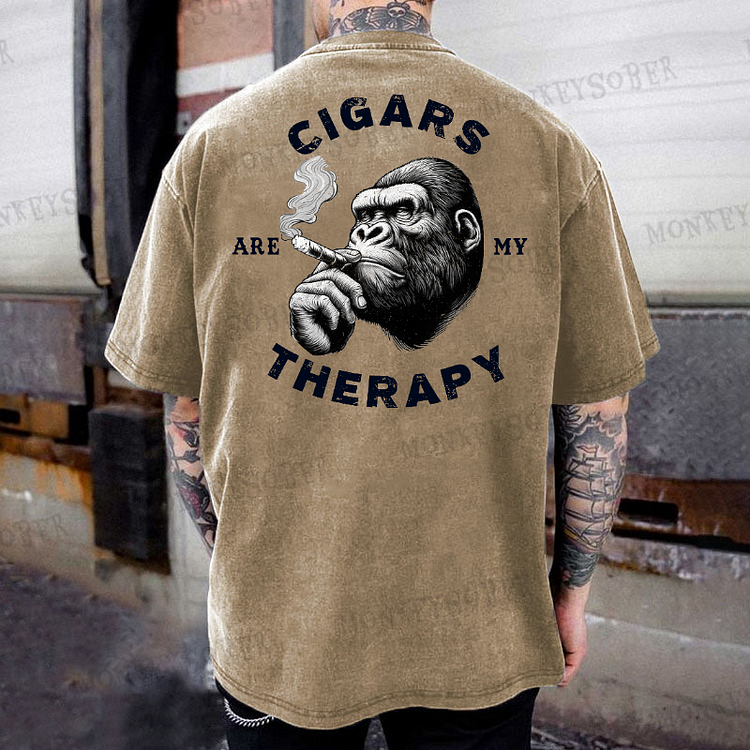 Cigars are my Therapy Washed T-Shirt
