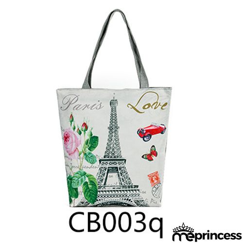 Women's Eiffel Tower Butterfly 3D Print One Shoulder Shopping Bag