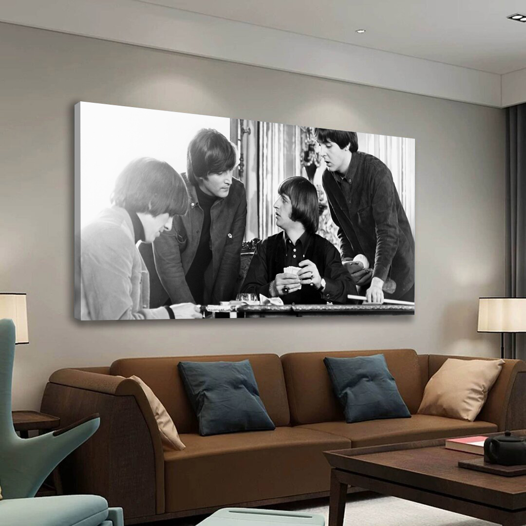 The Beatles Playing Poker Canvas Wall Art
