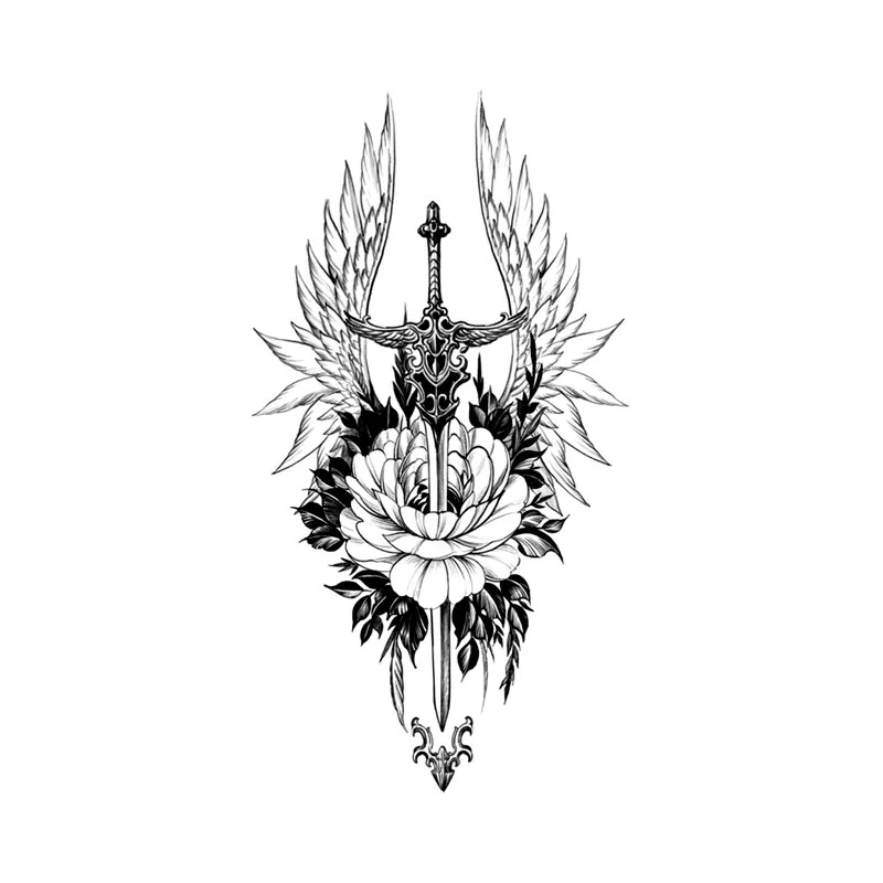 Sdrawing Styles Angel/devil/tiger/lion/wolf Waterproof Temporary Tattoos Men Flash Tatoo Stickers Tattoo Body Art Henna Fake Tattoos