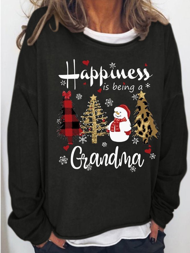 Long Sleeve Crew Neck Christmas Happiness grandma Casual Sweatshirt