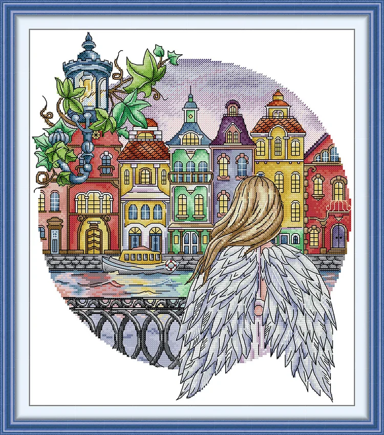 Joy Sunday - City Angel- 2 - 14CT Strands Threads Printed cross stitch - 36*41cm(Canvas)
