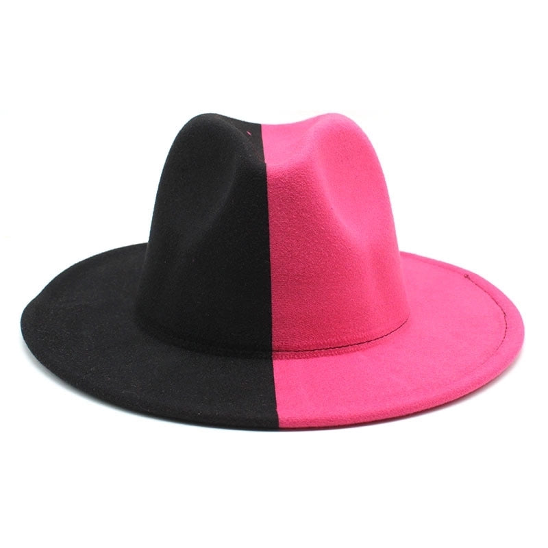 New Yin And Yang Double Color Matching Men’s And Women’s Woolen Felt Hat Autumn And Winter Fashion Flat Brim Jazz Hat 02