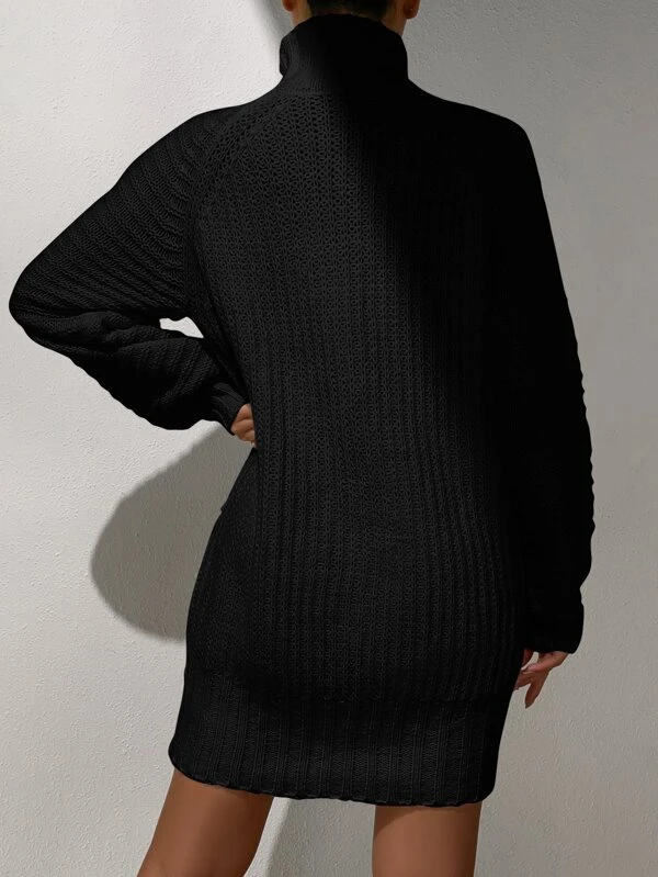 Turtleneck Raglan Sleeve Jumper Dress Without Belt