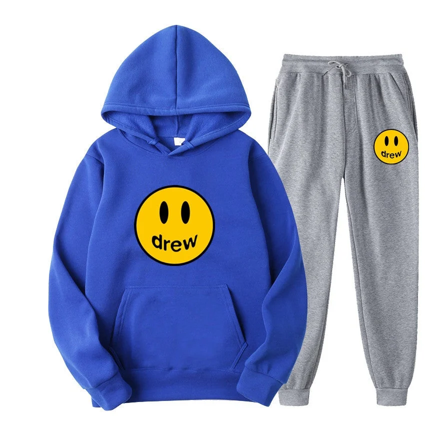 Drew Sweatshirts Smiley Face Hoodie Printed Men's Plush Thickened Sportswear