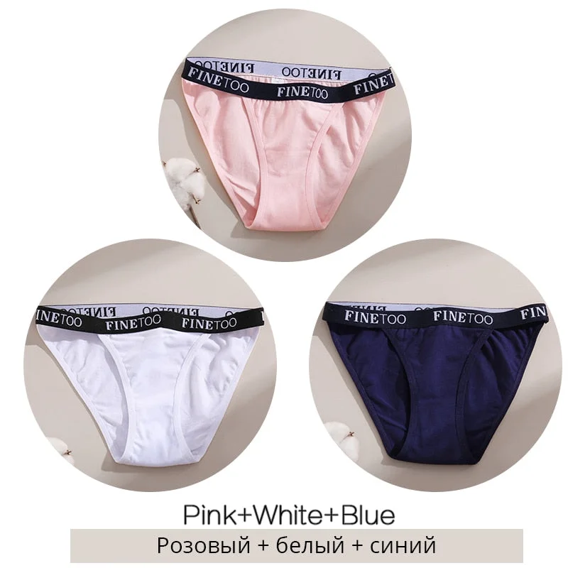 FINETOO M-XL Low Waist Underpants Women Letter Cotton Panties Soft Underwear Female Lingerie Ladies Briefs Girls Fashion Panty
