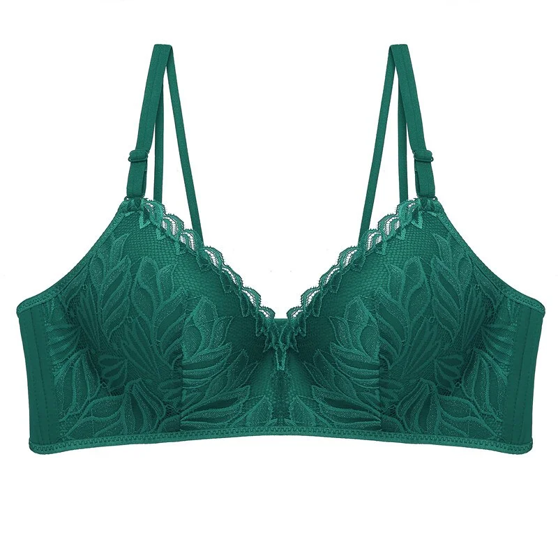 FINETOO Lace Bra B C Cup Bras Women Lingerie Wireless Bra Cotton Brassiere Deep V Sexy Underwear Embroidery Flowers Bralette Bra