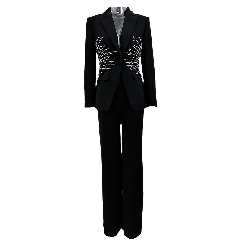 Nigikala Nigikala Star Fashion New Heavy Industry Nails Studded With A Buckle Suit Trousers Set Two Sets