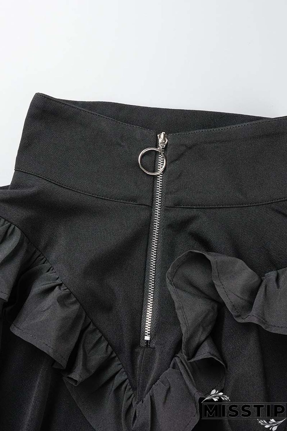 Black Casual Solid Patchwork Zipper Collar Plus Size Two Pieces