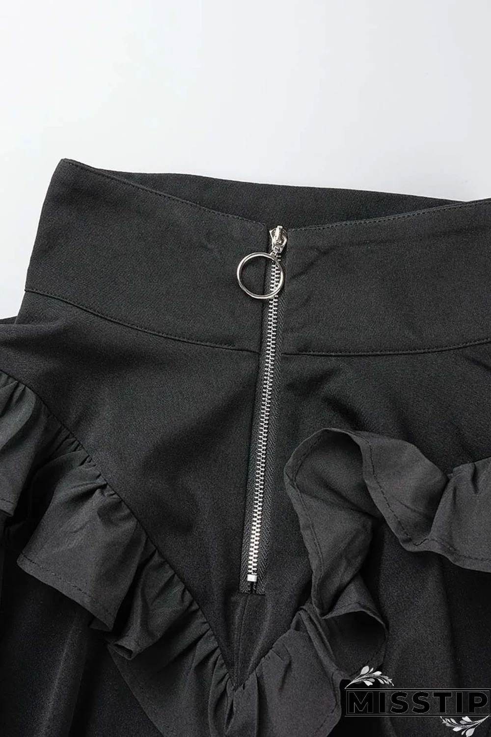 Black Casual Solid Patchwork Zipper Collar Plus Size Two Pieces