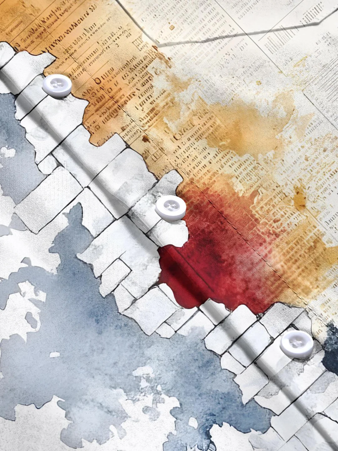 Retro Art Print Men's Pocket Short Sleeve Shirts