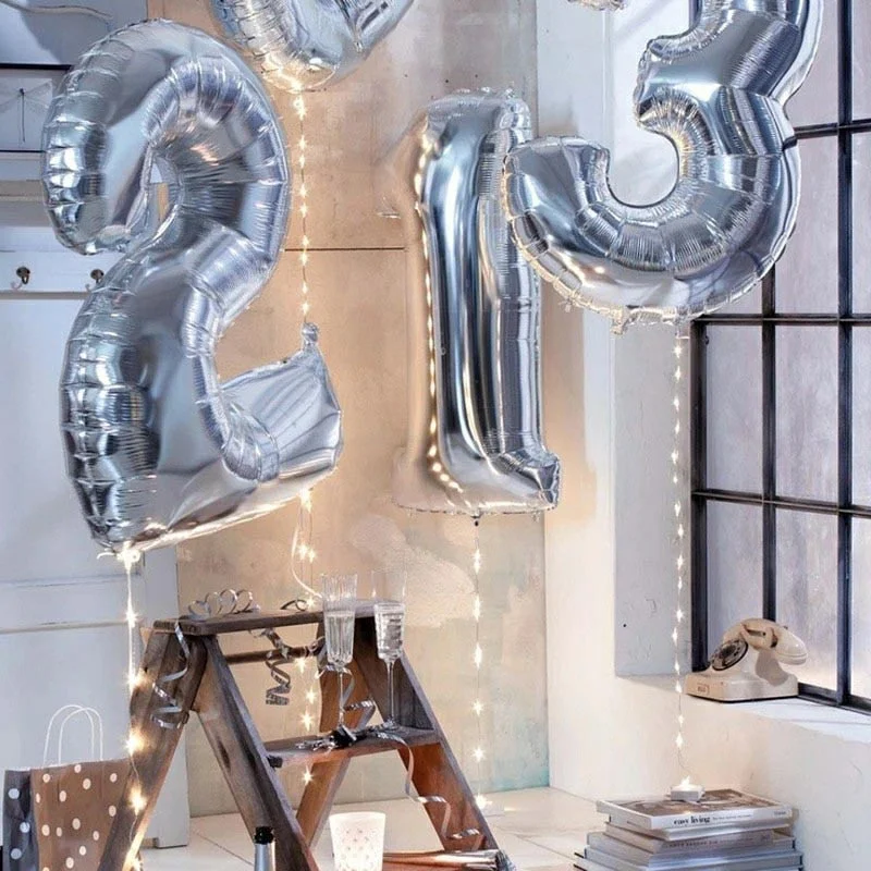 32inch Gold Silver Number Foil Balloons Digital Air Balloons Happy Birthday Wedding Decoration Letter balloons Party Supplies